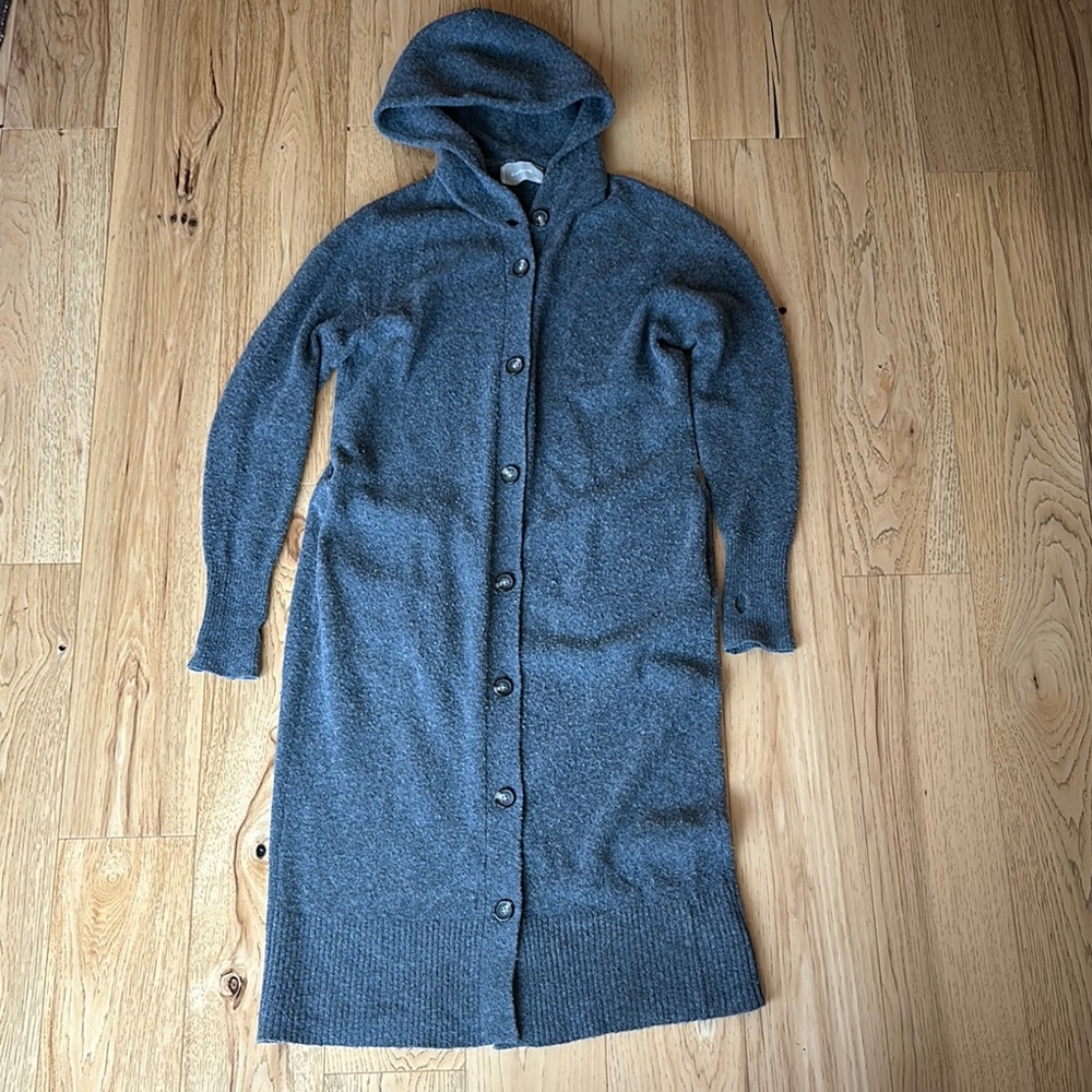 Everlane Gray Long Hooded Cardigan